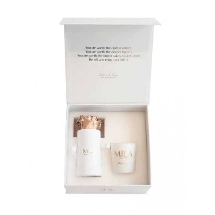 White Baby Box - Mila Baby Marble Marble - Pink Bonbon - Bougie Parfumée - Rose Figuier - 90g