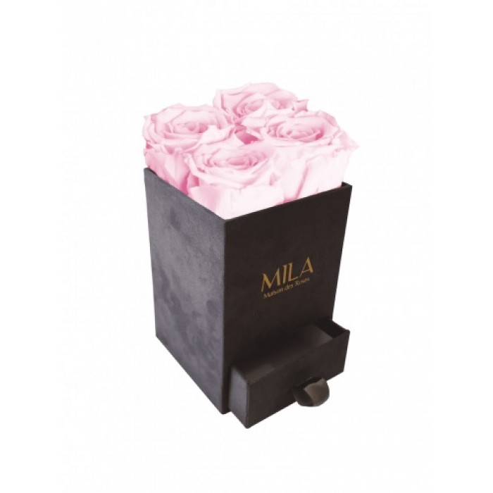 Mila Velvet Mini Dark Grey Velvet Mini - Pink Blush