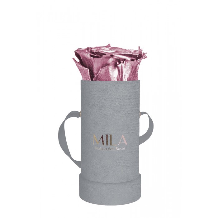 Mila Velvet Baby Light Grey Velvet Baby - Metallic Rose Gold