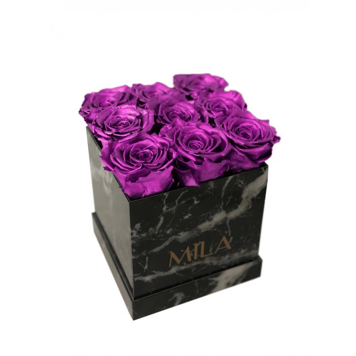 Mila Acrylic Black Marble - Metallic Pink