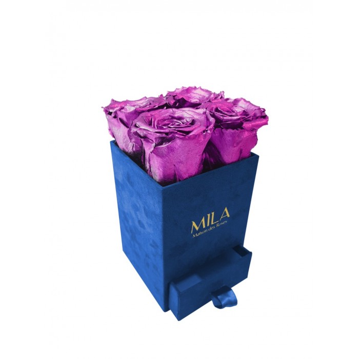 Mila Velvet Mini Royal Blue Velvet Mini - Metallic Pink